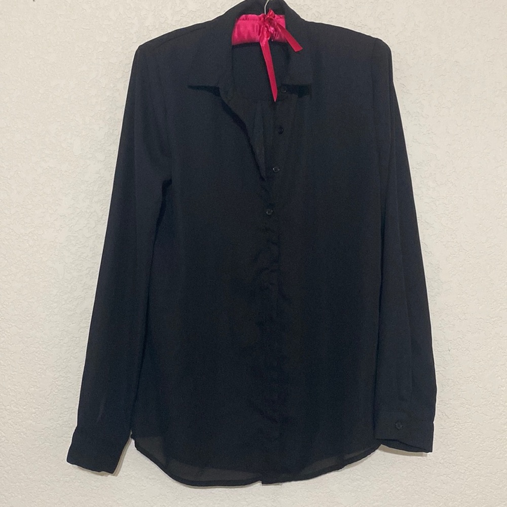 Black semi sheer dress shirt